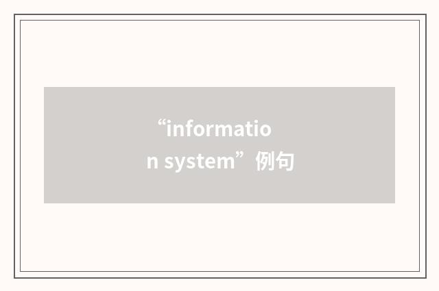 “information system”例句