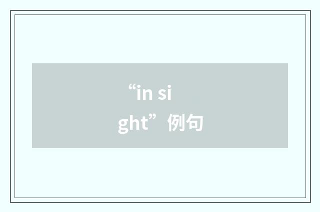 “in sight”例句