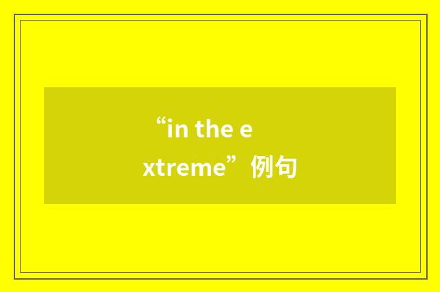 “in the extreme”例句
