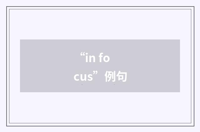 “in focus”例句