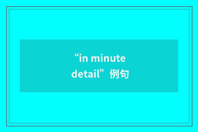 “in minute detail”例句