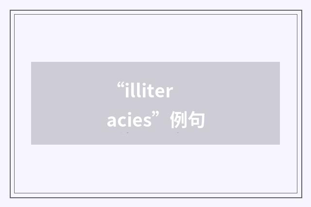 “illiteracies”例句