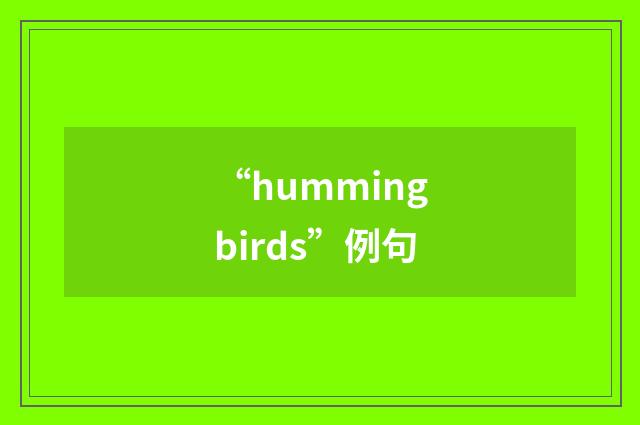 “hummingbirds”例句