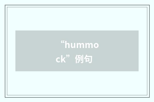 “hummock”例句