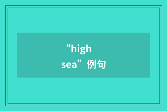 “high sea”例句