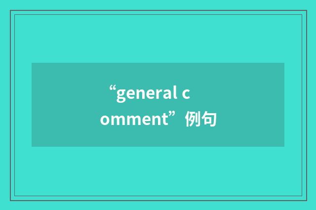 “general comment”例句