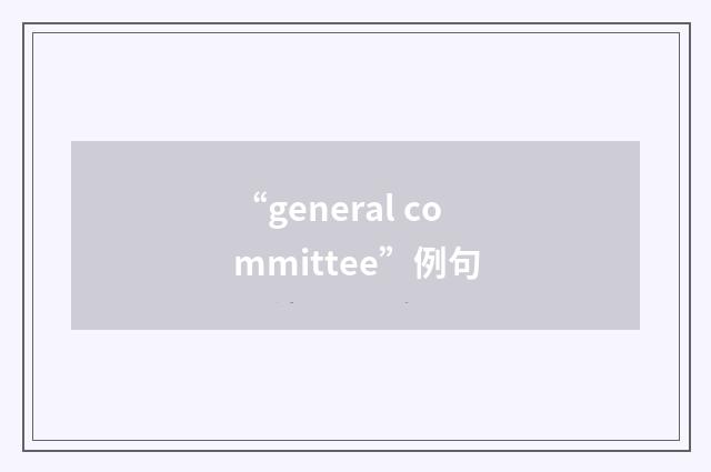 “general committee”例句