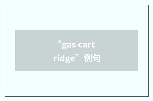 “gas cartridge”例句
