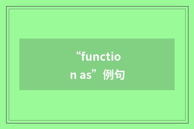 “function as”例句