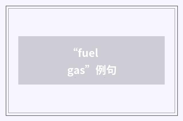 “fuel gas”例句