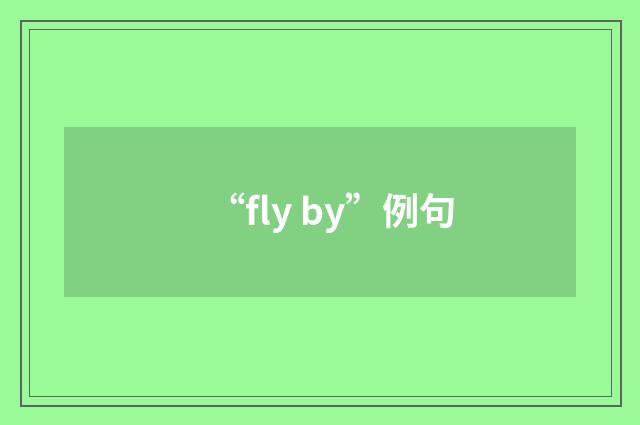“fly by”例句