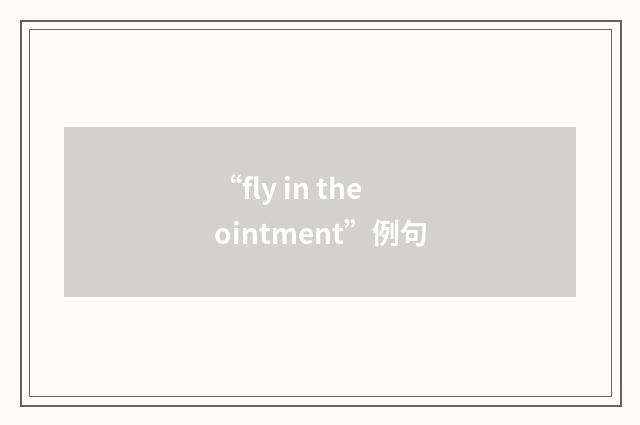 “fly in the ointment”例句