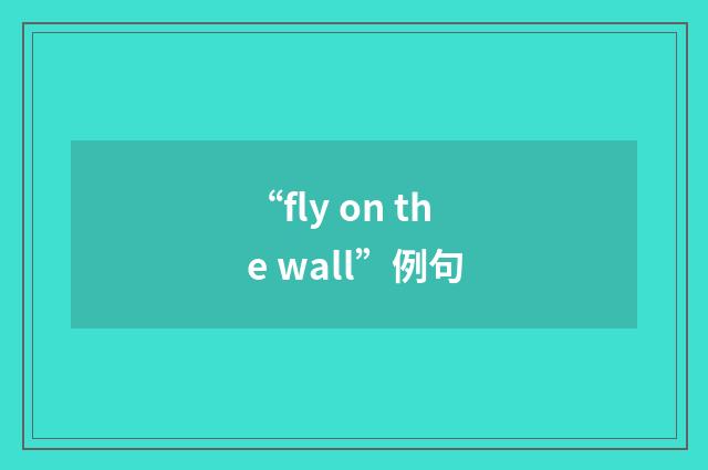 “fly on the wall”例句