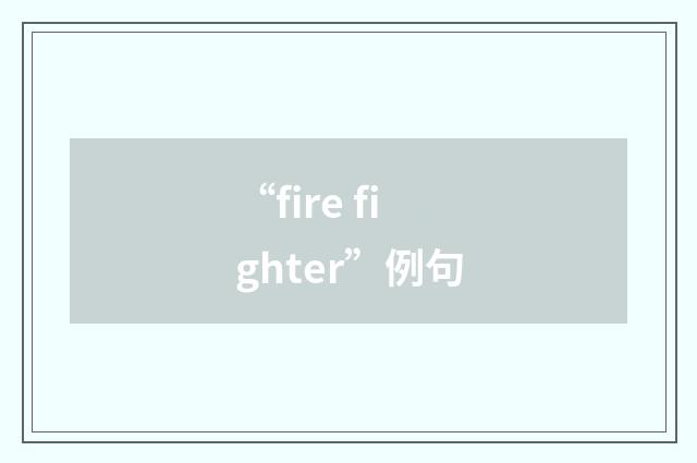 “fire fighter”例句