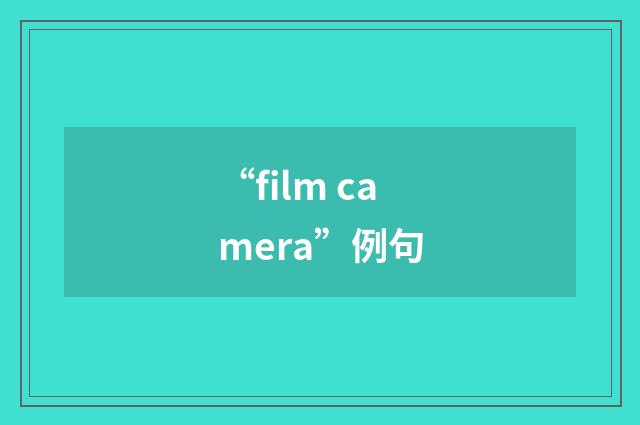 “film camera”例句