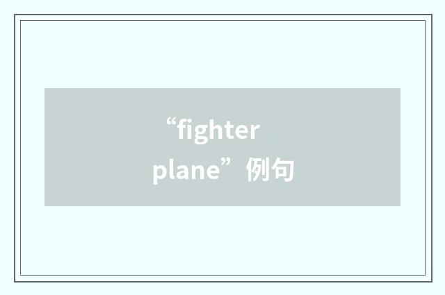 “fighter plane”例句
