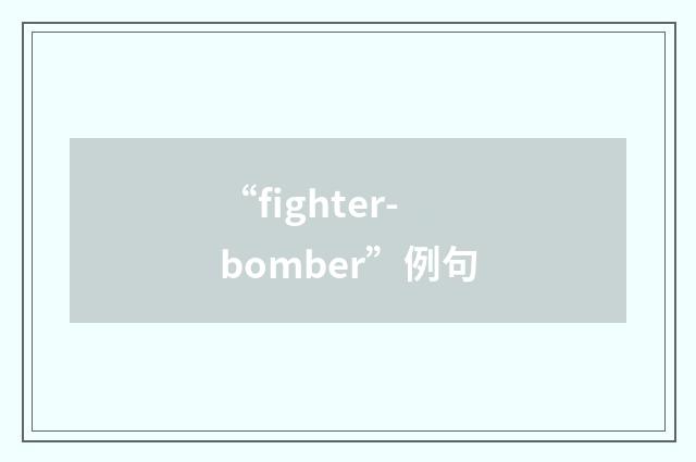 “fighter-bomber”例句