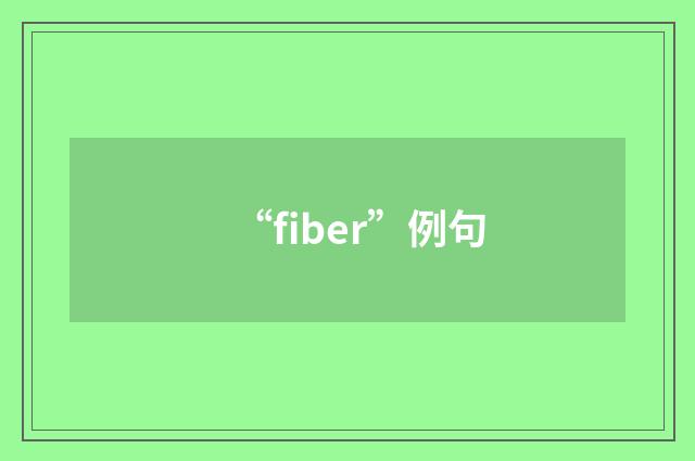 “fiber”例句