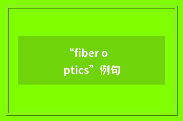 “fiber optics”例句