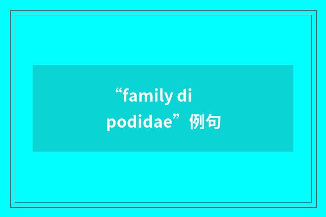 “family dipodidae”例句