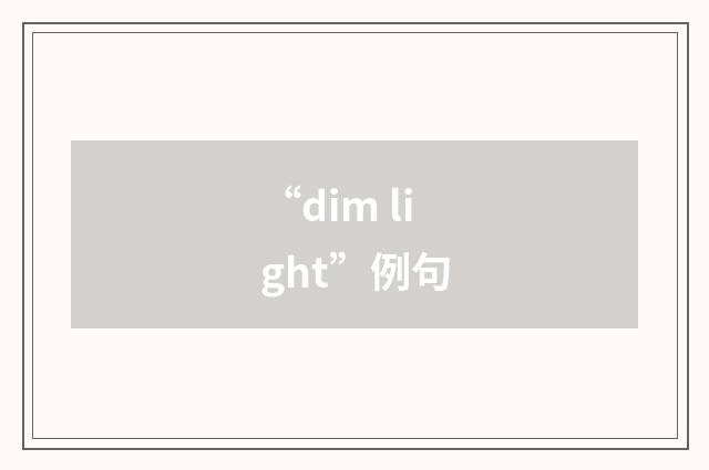 “dim light”例句