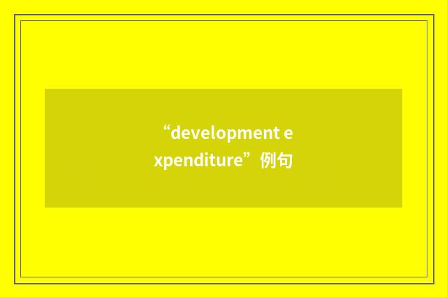 “development expenditure”例句