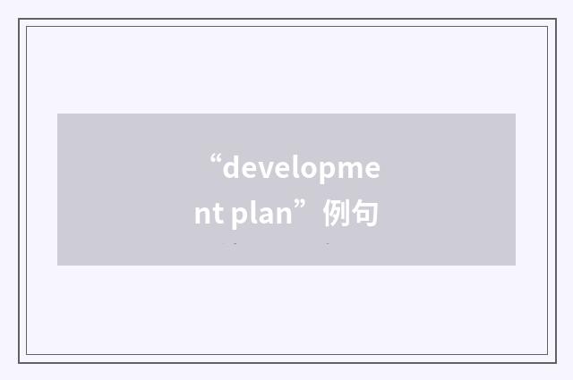 “development plan”例句