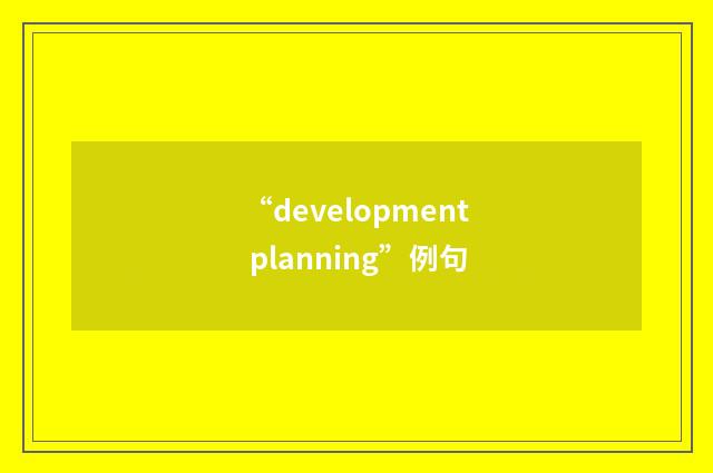 “development planning”例句