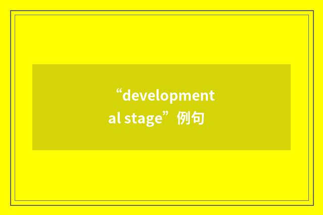 “developmental stage”例句