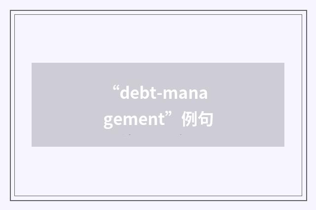 “debt-management”例句