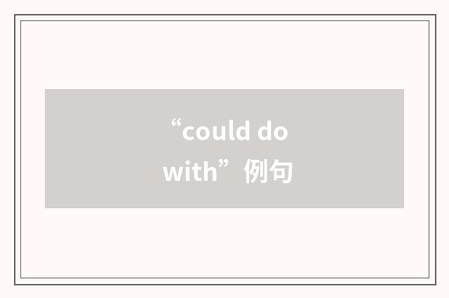 “could do with”例句