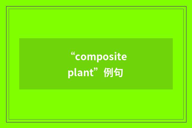 “composite plant”例句