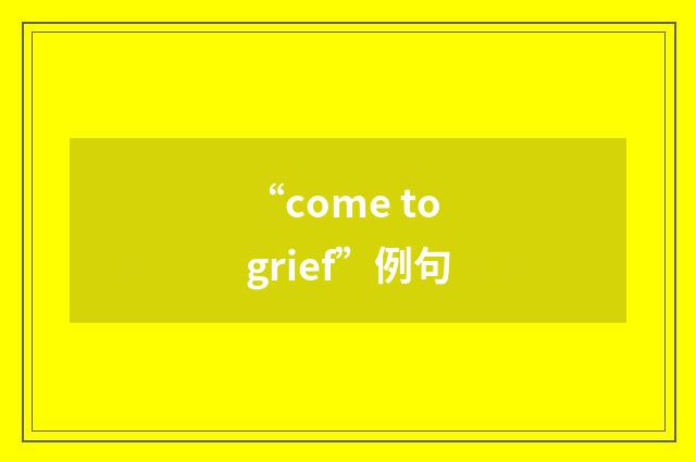 “come to grief”例句