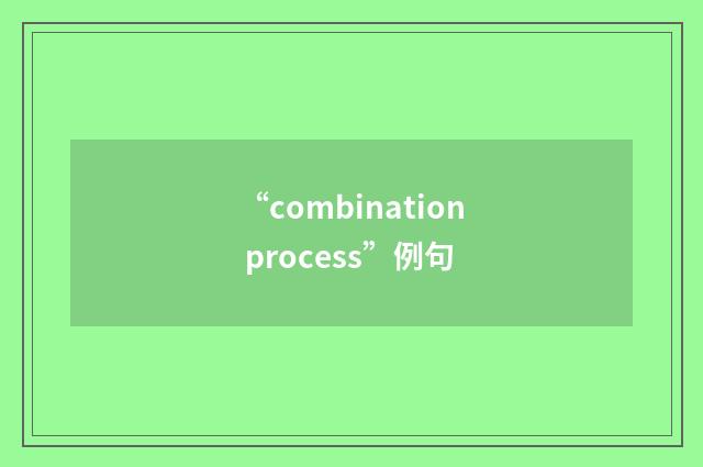 “combination process”例句