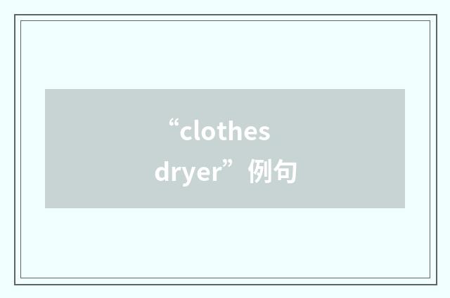 “clothes dryer”例句