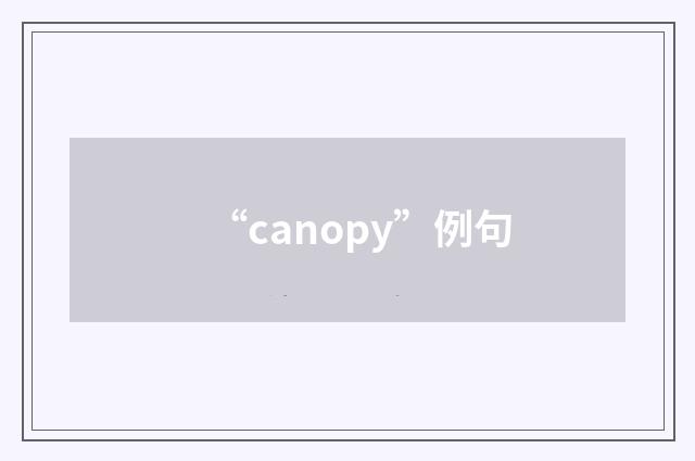 “canopy”例句