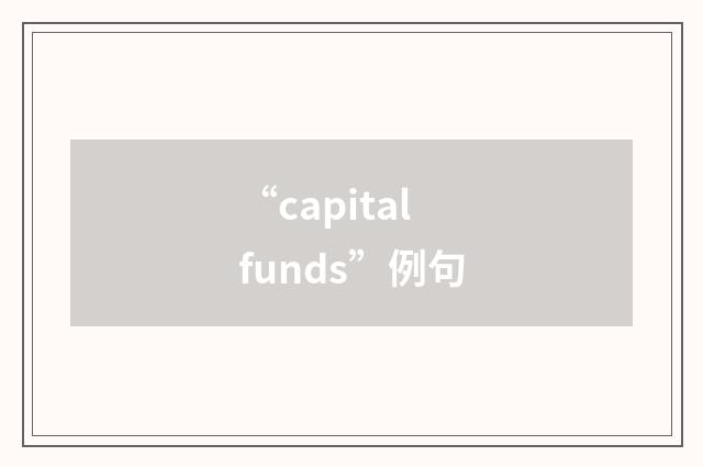 “capital funds”例句