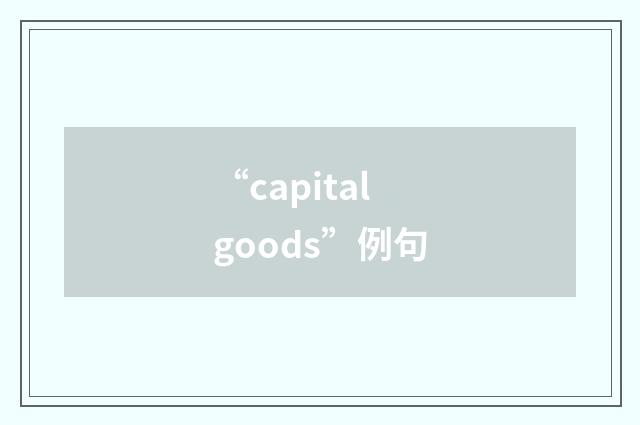 “capital goods”例句
