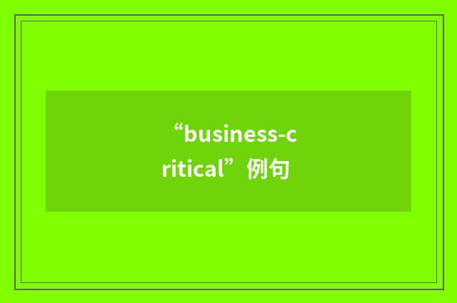 “business-critical”例句