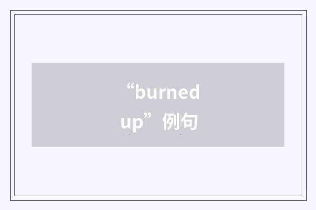 “burned up”例句