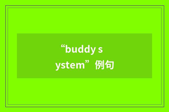 “buddy system”例句