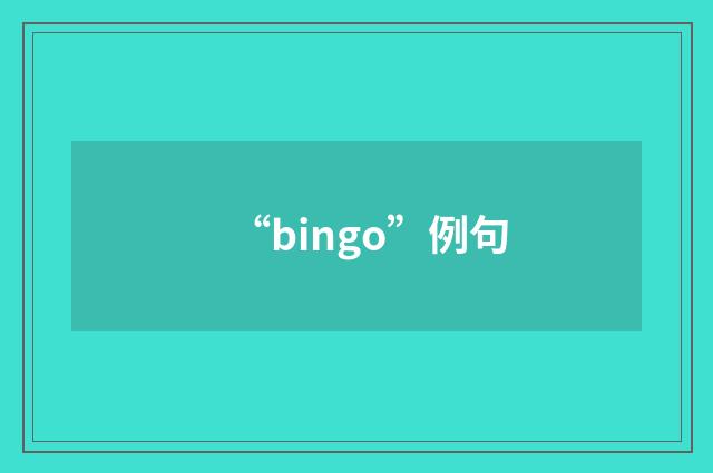 “bingo”例句