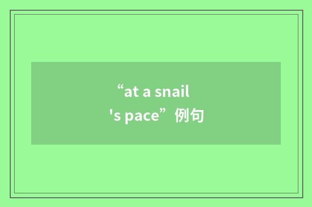 “at a snail's pace”例句