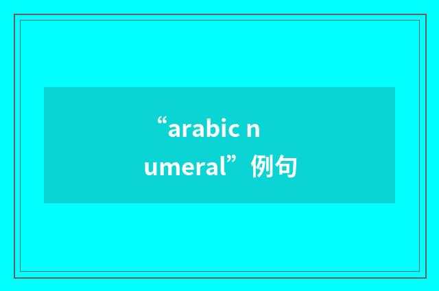 “arabic numeral”例句