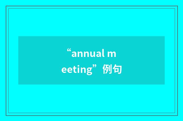“annual meeting”例句