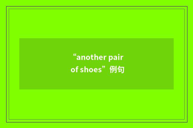 “another pair of shoes”例句