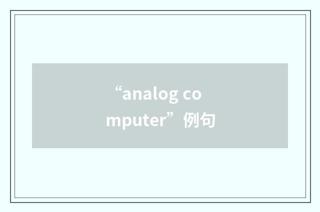 “analog computer”例句