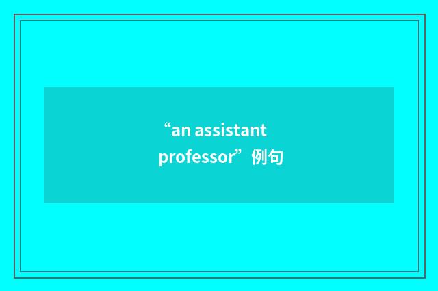 “an assistant professor”例句