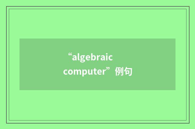 “algebraic computer”例句
