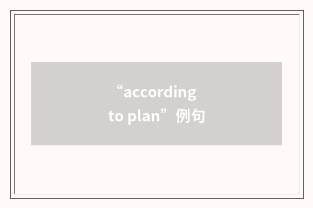 “according to plan”例句
